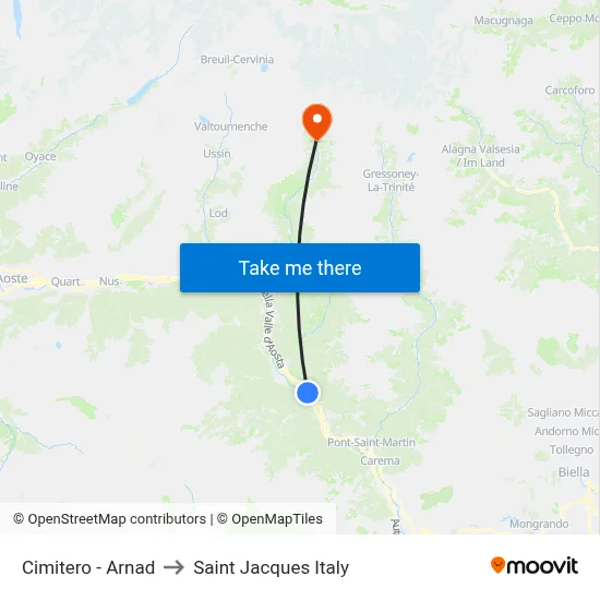 Cemetery - Arnad to Saint Jacques Italy map