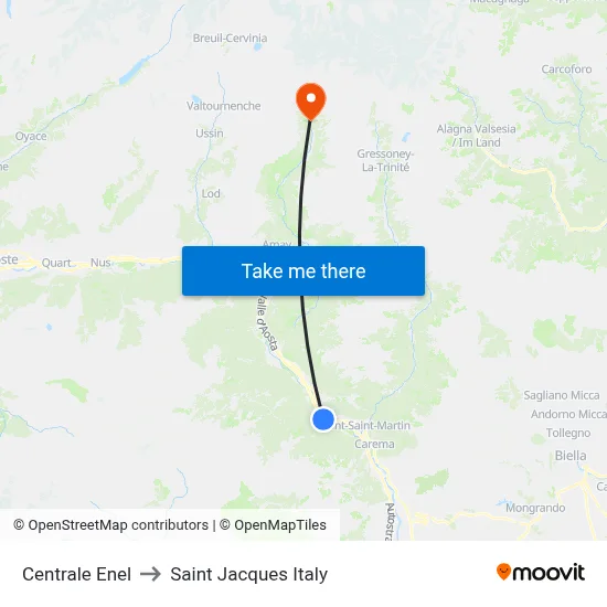 Enel Central to Saint Jacques Italy map