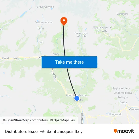 Distributore Esso to Saint Jacques Italy map