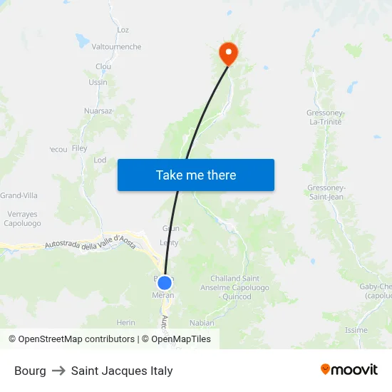 Bourg to Saint Jacques Italy map