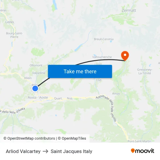 Arliod Valcartey to Saint Jacques Italy map