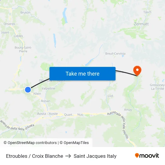 Etroubles / White Cross to Saint Jacques Italy map