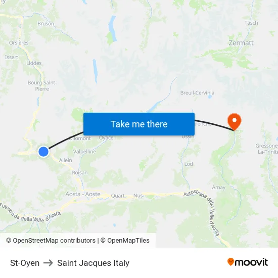 St-Oyen to Saint Jacques Italy map