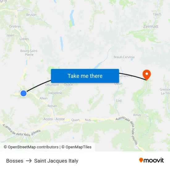 Bosses to Saint Jacques Italy map