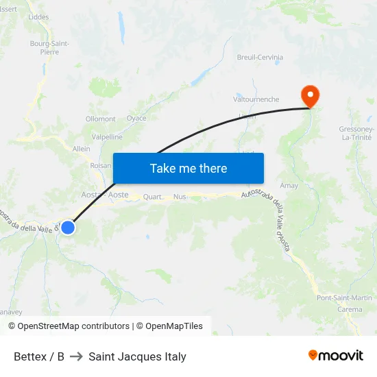 Bettex / B to Saint Jacques Italy map