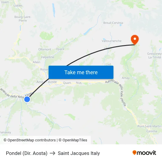 Pondel (Aosta Direction) to Saint Jacques Italy map
