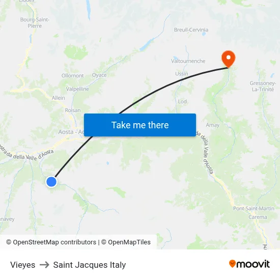 Vieyes to Saint Jacques Italy map