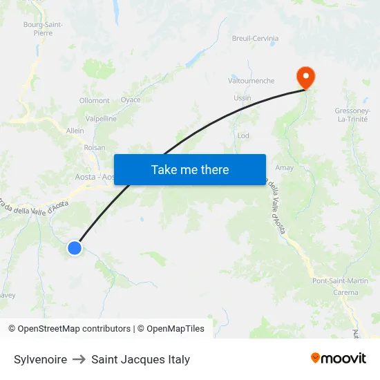Sylvenoire to Saint Jacques Italy map