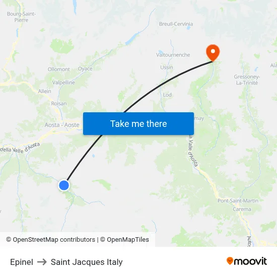Epinel to Saint Jacques Italy map