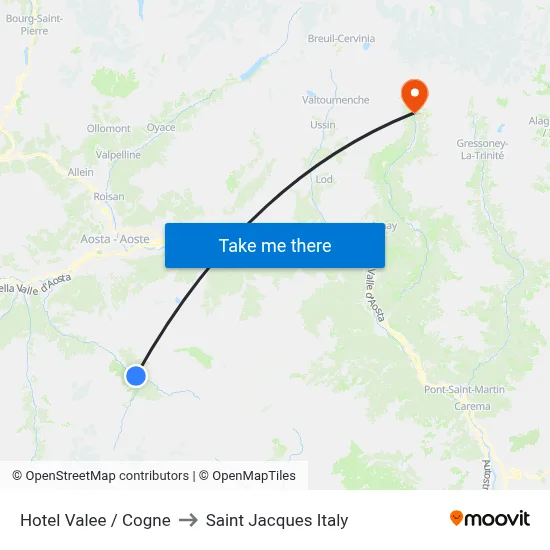 Hotel Valee / Cogne to Saint Jacques Italy map