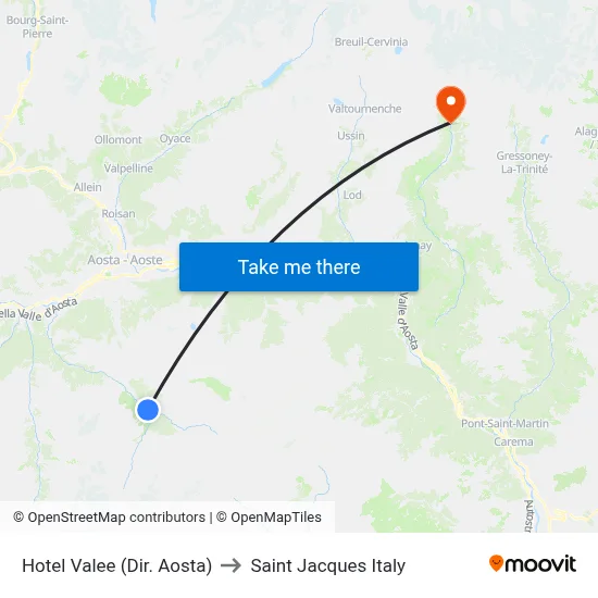Hotel Valee (Aosta Direction) to Saint Jacques Italy map