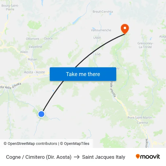 Cogne / Cemetery (Dir. Aosta) to Saint Jacques Italy map