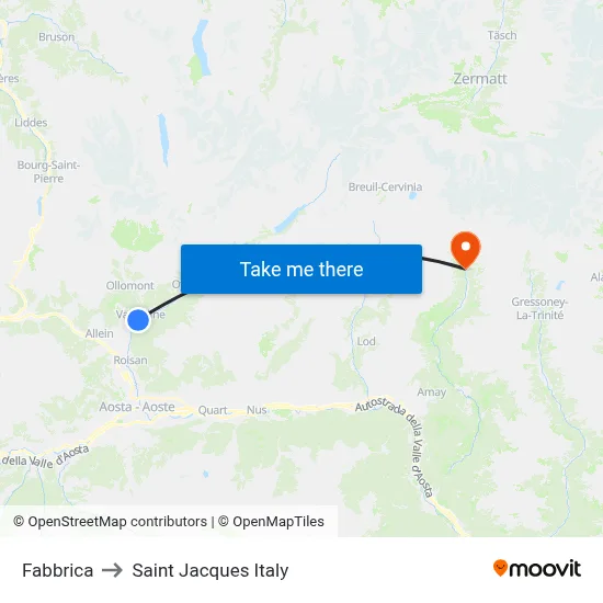 Fabbrica to Saint Jacques Italy map