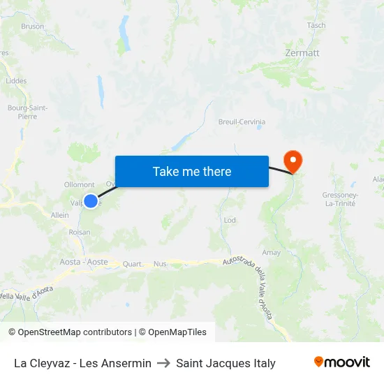 La Cleyvaz - Les Ansermin to Saint Jacques Italy map