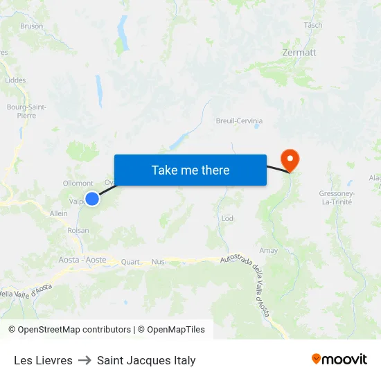 Les Lievres to Saint Jacques Italy map
