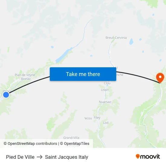 Pied De Ville to Saint Jacques Italy map