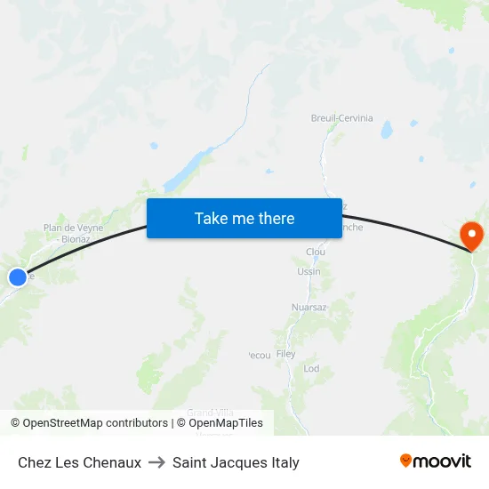 Chez Les Chenaux to Saint Jacques Italy map