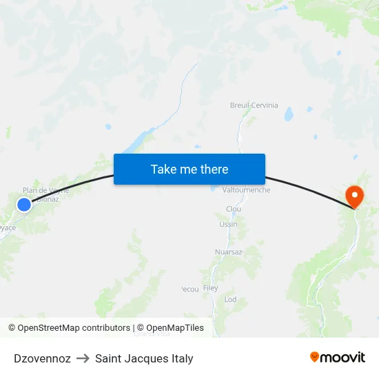 Dzovennoz to Saint Jacques Italy map