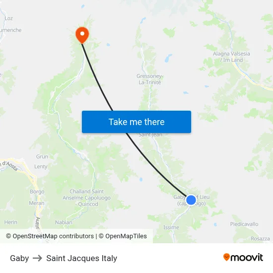 Gaby to Saint Jacques Italy map