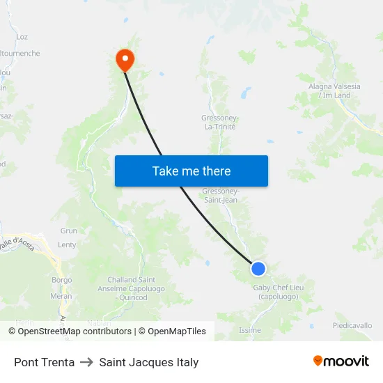 Pont Trenta to Saint Jacques Italy map