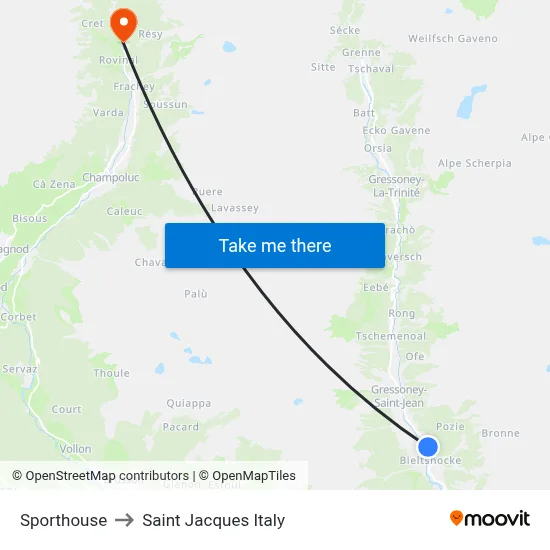 Sports House to Saint Jacques Italy map