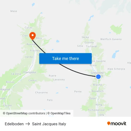 Edelboden to Saint Jacques Italy map