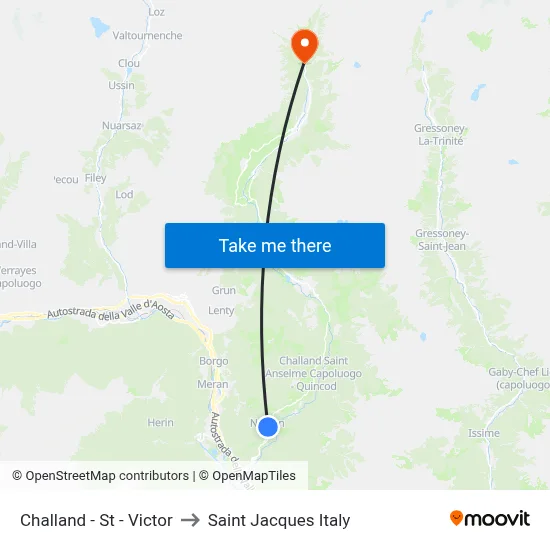 Challand - St - Victor to Saint Jacques Italy map