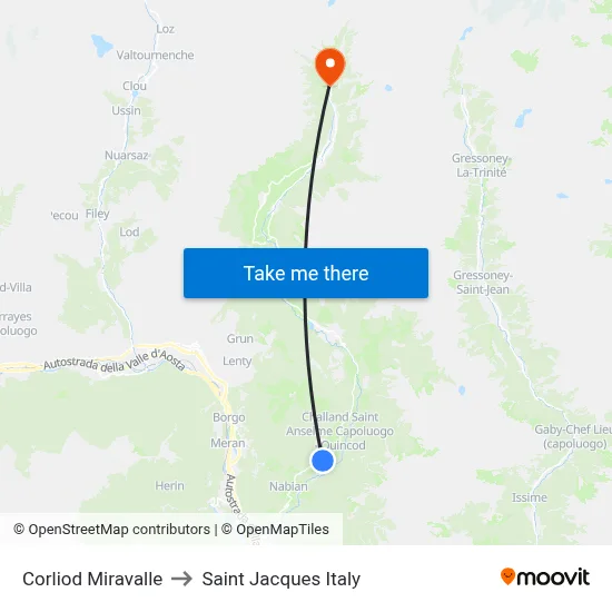 Corliod Miravalle to Saint Jacques Italy map
