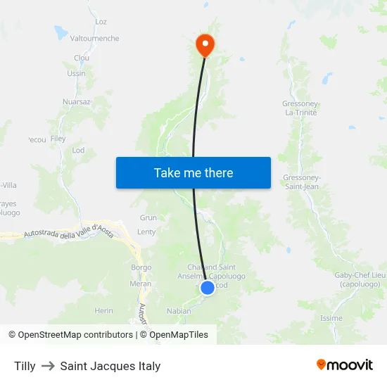 Tilly to Saint Jacques Italy map