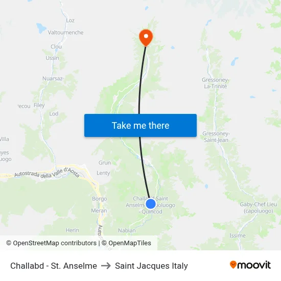 Challabd - St. Anselme to Saint Jacques Italy map