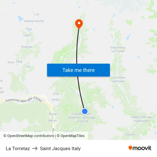 La Torretaz to Saint Jacques Italy map