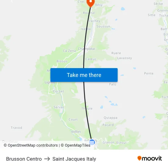 Brusson Center to Saint Jacques Italy map