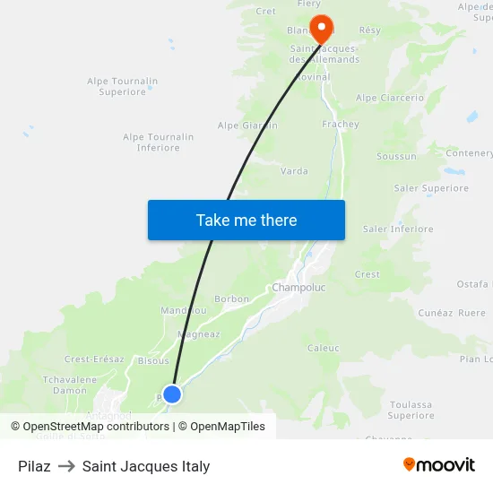 Pilaz to Saint Jacques Italy map