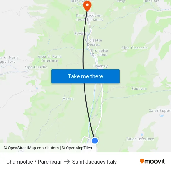 Champoluc / Parking to Saint Jacques Italy map