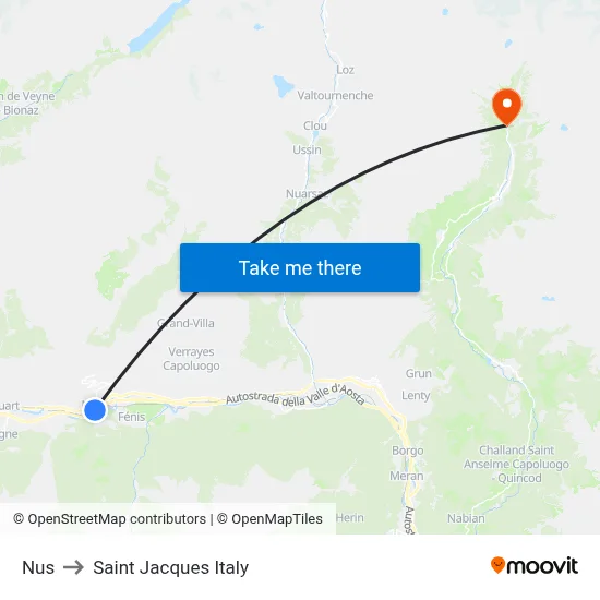 Nus to Saint Jacques Italy map