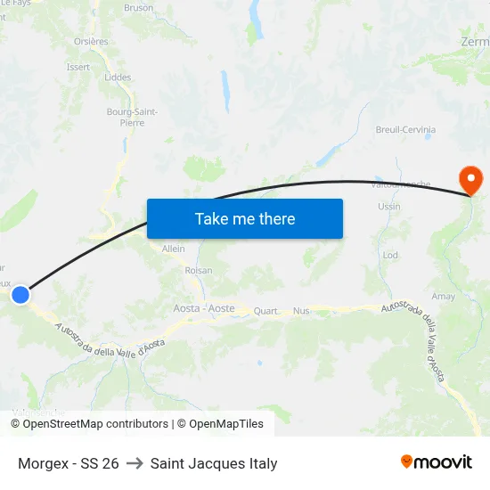 Morgex - Highway 26 to Saint Jacques Italy map