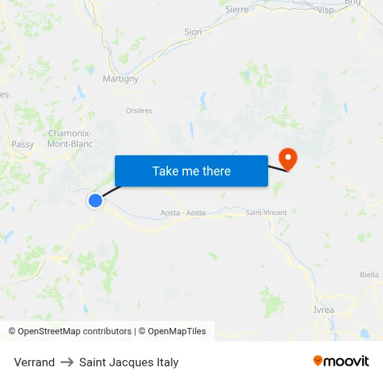 Verrand to Saint Jacques Italy map