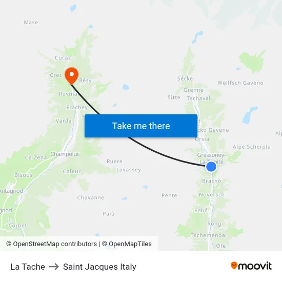 La Tache to Saint Jacques Italy map