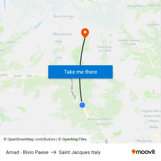 Arnad - Village Junction to Saint Jacques Italy map