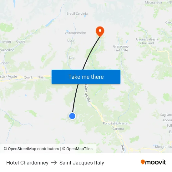 Hotel Chardonney to Saint Jacques Italy map