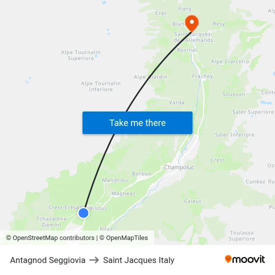 Antagnod Chairlift to Saint Jacques Italy map