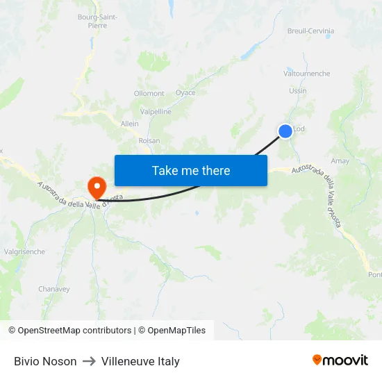 Noson Junction to Villeneuve Italy map