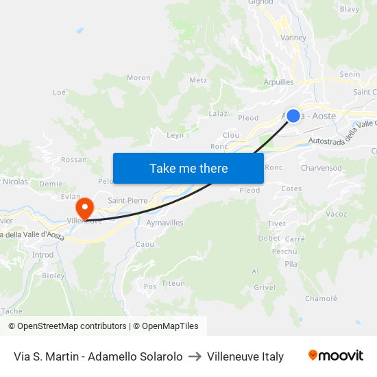 Via S. Martin - Adamello Solarolo to Villeneuve Italy map