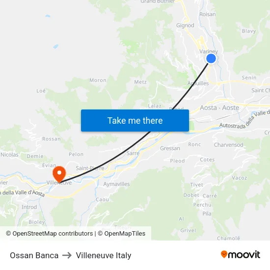 Ossan Bank to Villeneuve Italy map
