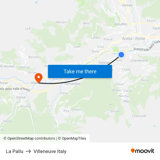 La Pallu to Villeneuve Italy map