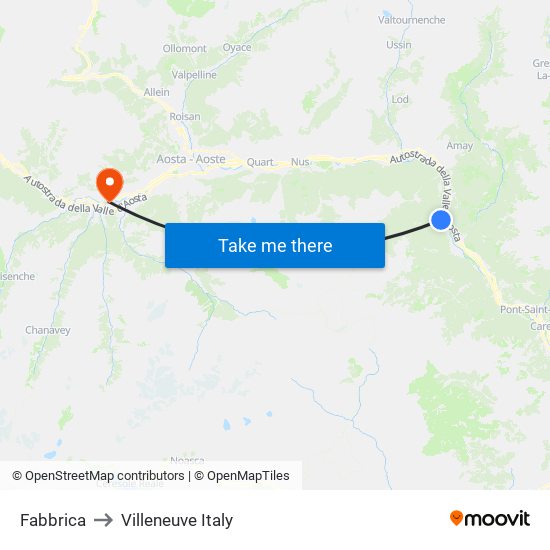 Fabbrica to Villeneuve Italy map