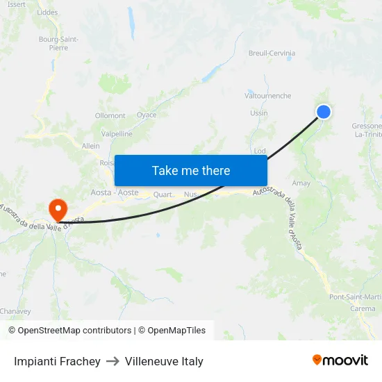 Frachey Facilities to Villeneuve Italy map
