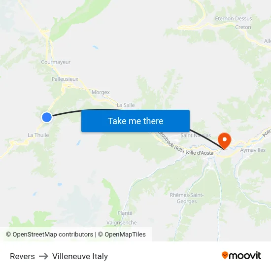 Revers to Villeneuve Italy map