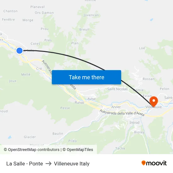 La Salle - Bridge to Villeneuve Italy map
