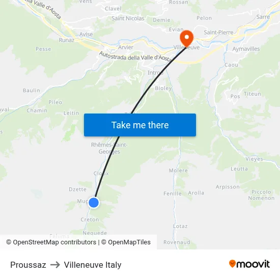 Proussaz to Villeneuve Italy map